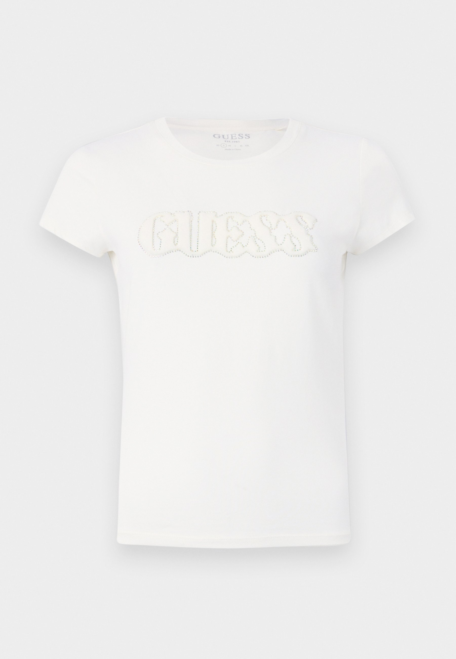 売れ筋商品|||ゲス Tシャツ レディース トップス PONY HAIR TEE - Print T-shirt - cream white SS Pony Hair Logo R5 Tee 半袖Tシャツ レディース | GUESS(ゲス