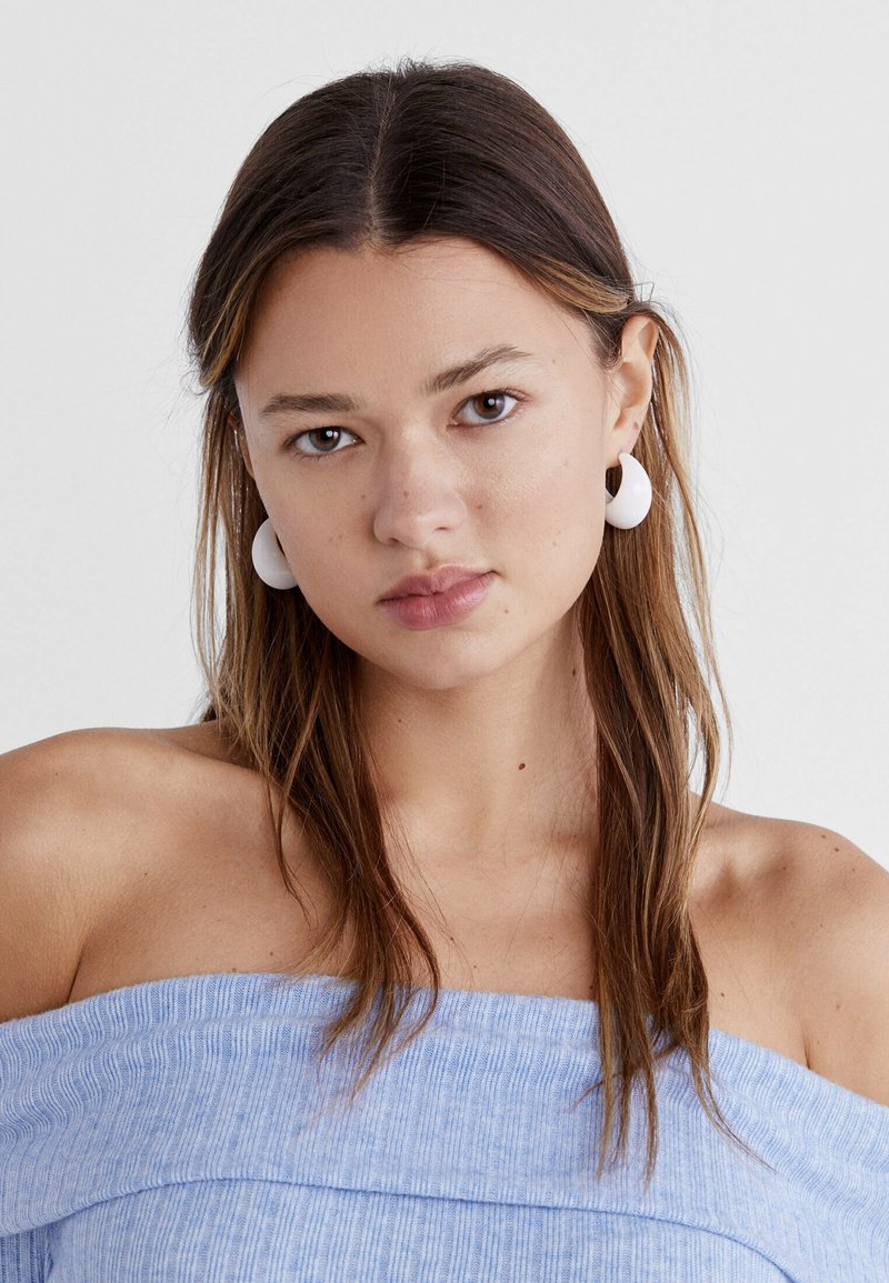 Stradivarius Kolczyki/biały - Zalando.pl