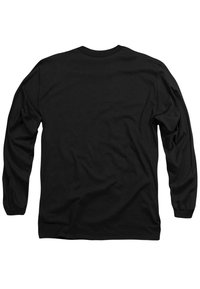 Long-sleeve black t-shirt made of cotton with ribbed cuffs and a classic crew neckline. Simple design, no visible logos or patterns.