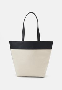 Zign LEATHER MIX - Velká kabelka - black/off-white