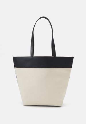 LEATHER MIX - Velká kabelka - black/off-white