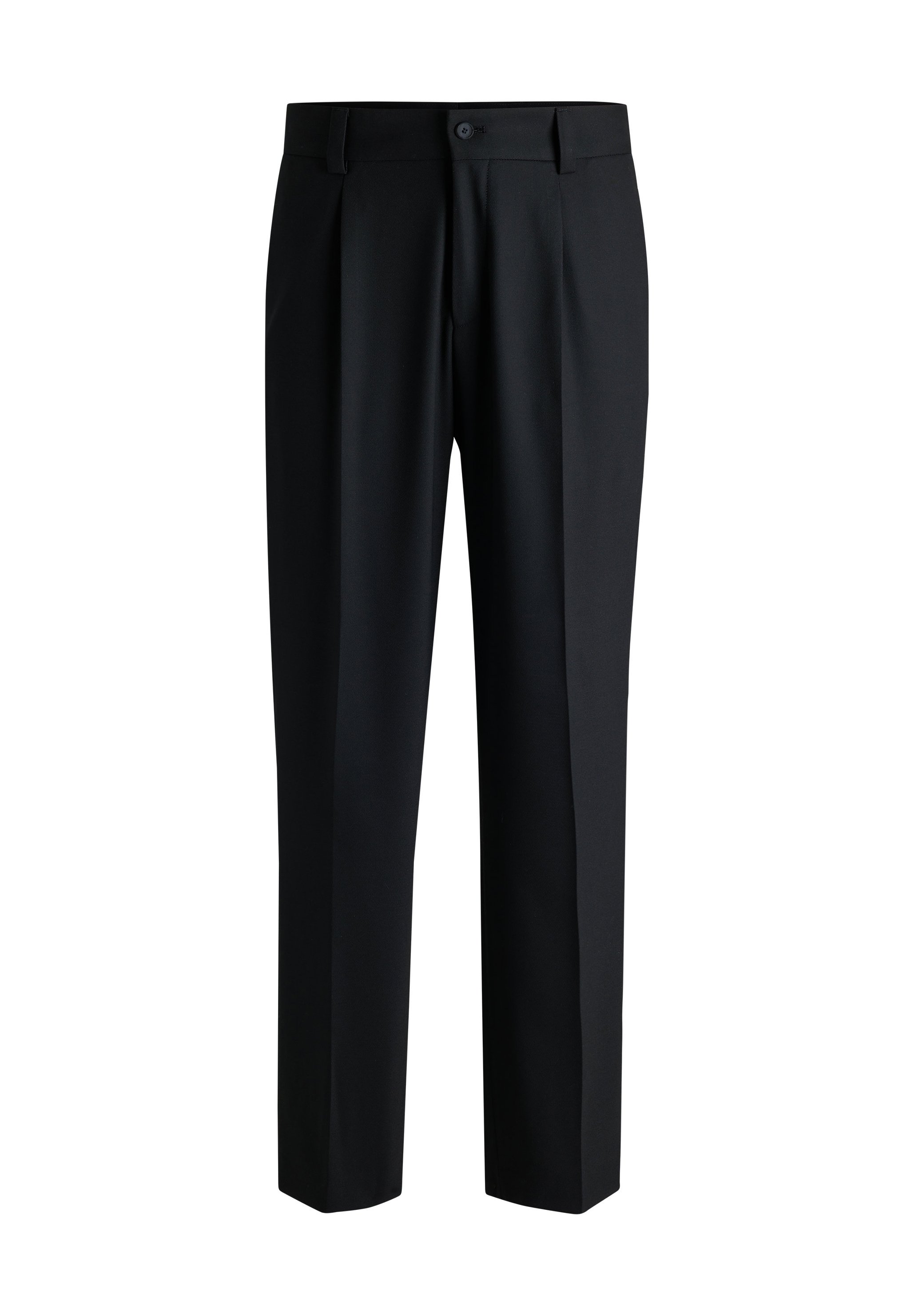 HUGO - Pantaloni regular fit in twill di cotone mercerizzato - Nero