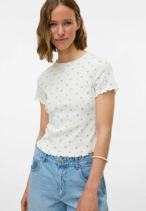 Vero Moda VMHARRY O-NECK NOOS - Potiskana majica - snow white