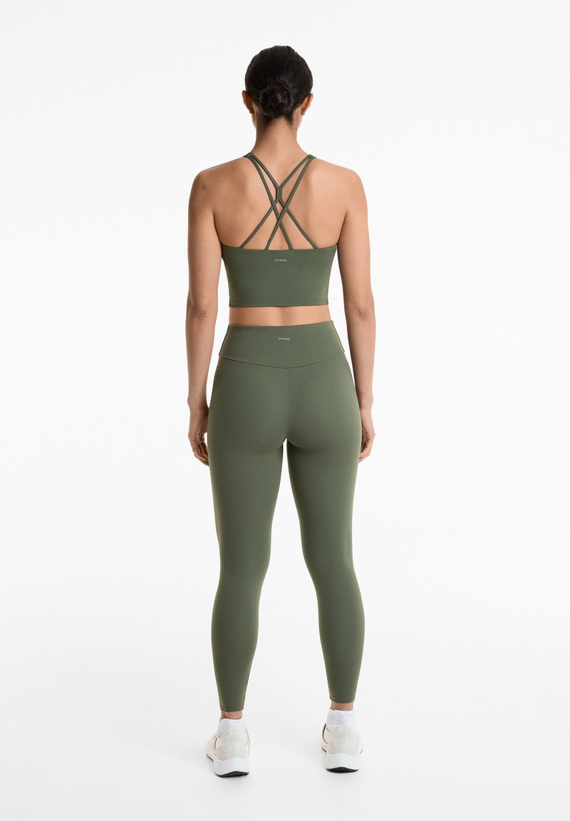 OYSHO COMFORTLUX STRAP WITH CUPS - Felső - mottled dark green