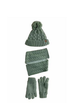 SET - REGULAR FIT - Bufanda - sage green cable knit