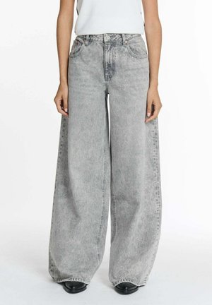 YORK - MEDIUM WAIST LONG - Wide leg - light grey
