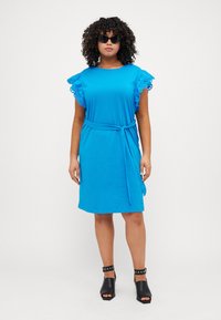 ONLY Carmakoma CARKAYA FRILL MIX DRESS - Jersey dress - indigo bunting