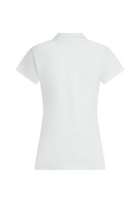 Polo blanc uni à manches courtes vu de dos, avec un col et une taille cintrée.