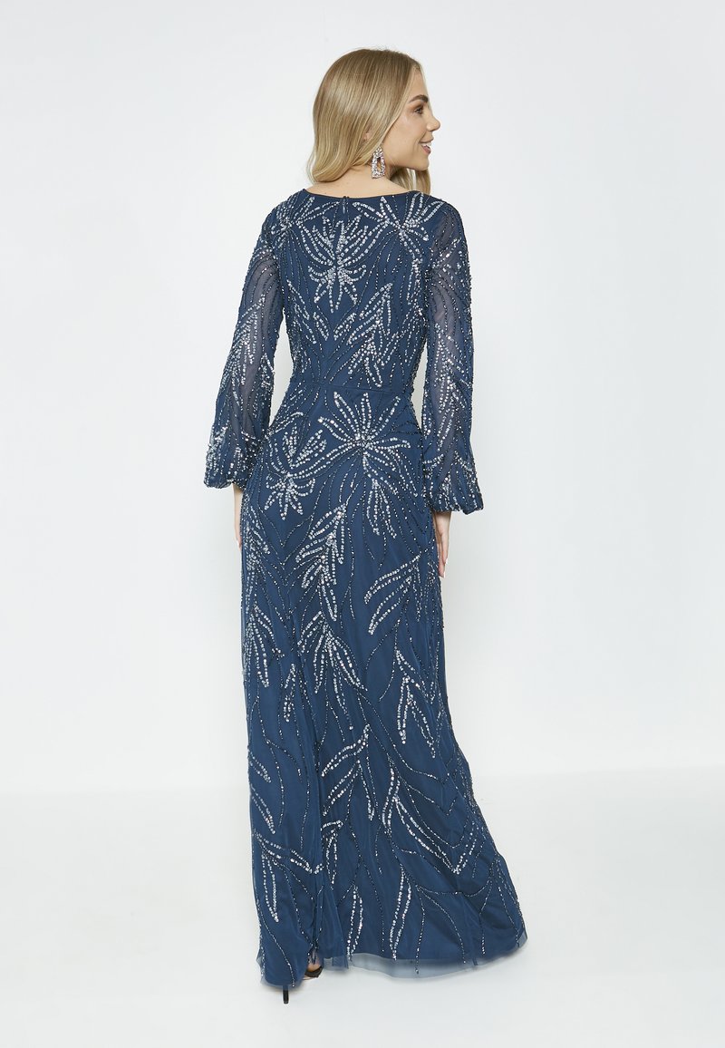 chinese dress ladies Maya Navy Floral Embellished Long Sleeve Maxi Dress – Style for your Shape main image 1