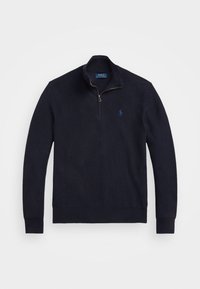 KNIT COTTON QUARTER ZIP JUMPER - Svetr - navy heather