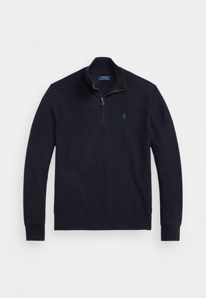 KNIT COTTON QUARTER ZIP JUMPER - Pulover - navy heather