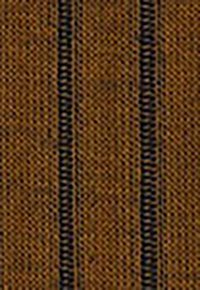 Tessuto a motivo con strisce marrone scuro e oro, con una trama intrecciata e linee nere a contrasto in tutto il tessuto.