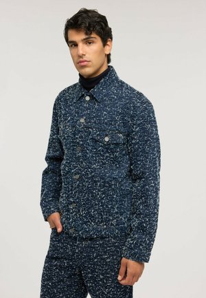Trussardi, GIACCA IN DENIM JACQUARD AGUGLIATO - Jeansjacke - blu