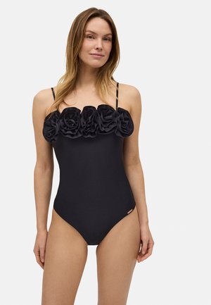 ANUDADO DETALLE FLORES VOLUMEN - Traje de baño - black
