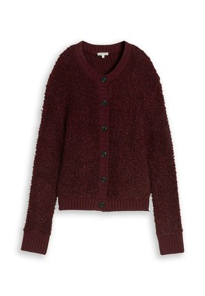 TOM TAILOR, TOM TAILOR PULLOVER & STRICKJACKEN LOOSE FIT BOUCLÉ CARDIGAN - Cardigan - preppy plum melange