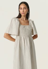 Soaked in Luxury ANVITTE MIDI CAMPAIGN - Day dress - beige with black stripe