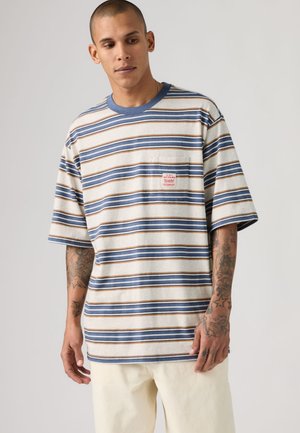 WORKWEAR TEE - Trükipildiga T-särk - caspian stripe white sand heather