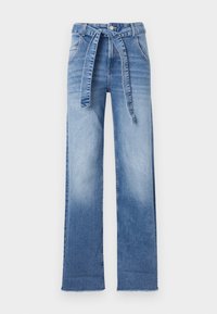 ONLZADDIE WIDE LEG BELT FOLD UP - Wide leg - light blue denim