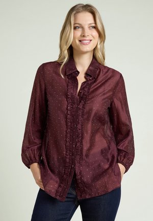 Luisa Viola, CAMICIA IN MUSSOLA CON PUNTI LUCE (ITALIAN SIZE) - Button-down blouse - bordeaux