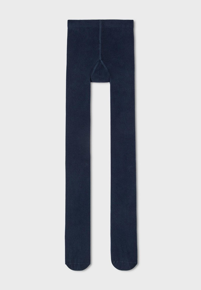 Collants bleu marine en matériau doux, dotés d'un fond renforcé et d'un design sans coutures pour le confort et la durabilité.