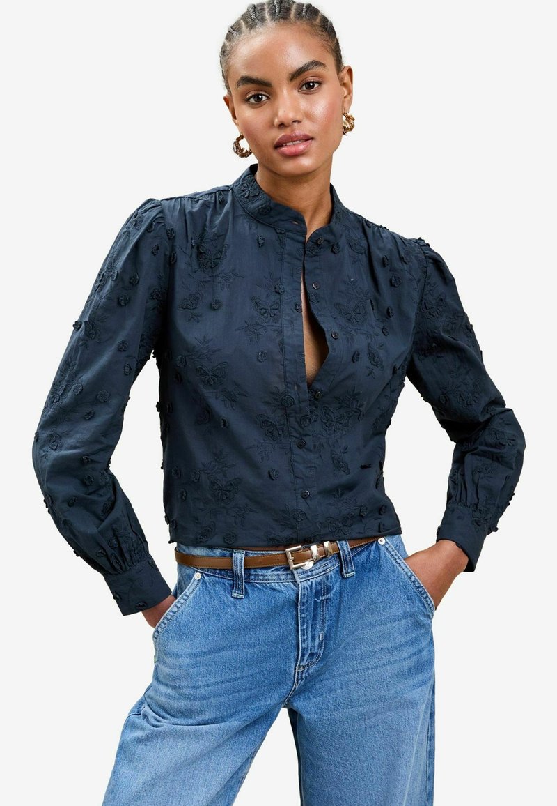 Lipsy REGULAR FIT- LONG SLEEVE GRANDAD COLLAR - Bluse - navy