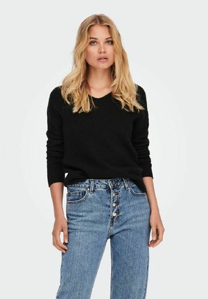 CAMILLA V-NECK L/S NOOS - Stickad tröja - black