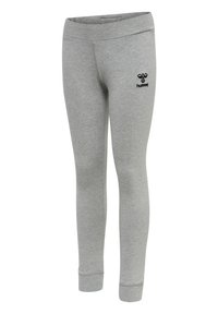 Leggings gris en jersey doux. Présentent un design ajusté avec une taille élastique et un petit logo noir sur la cuisse gauche.