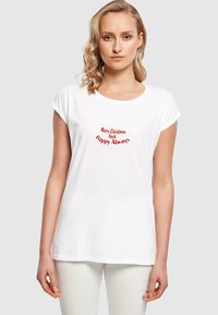 Merchcode MERRY CHRISTMAS AND HAPPY ALWAYS EXTENDED SHOULDER TEE - T-shirts print - white