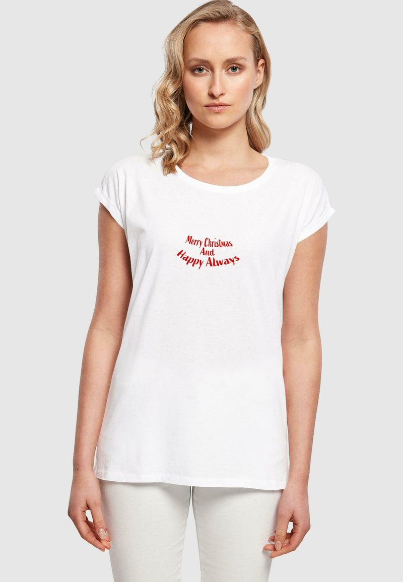 Merchcode MERRY CHRISTMAS AND HAPPY ALWAYS EXTENDED SHOULDER TEE - T-shirts print - white