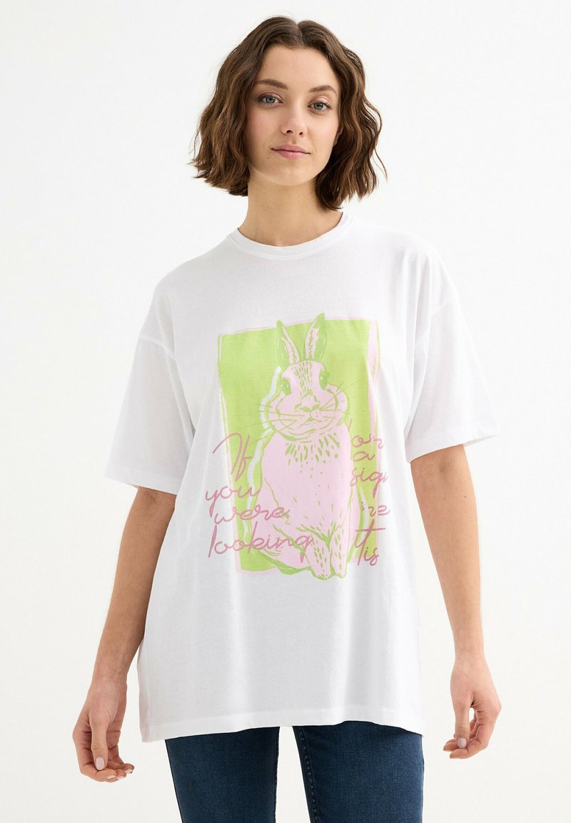 INSIDE MANGA CORTA RABBIT - Camiseta estampada - blanco