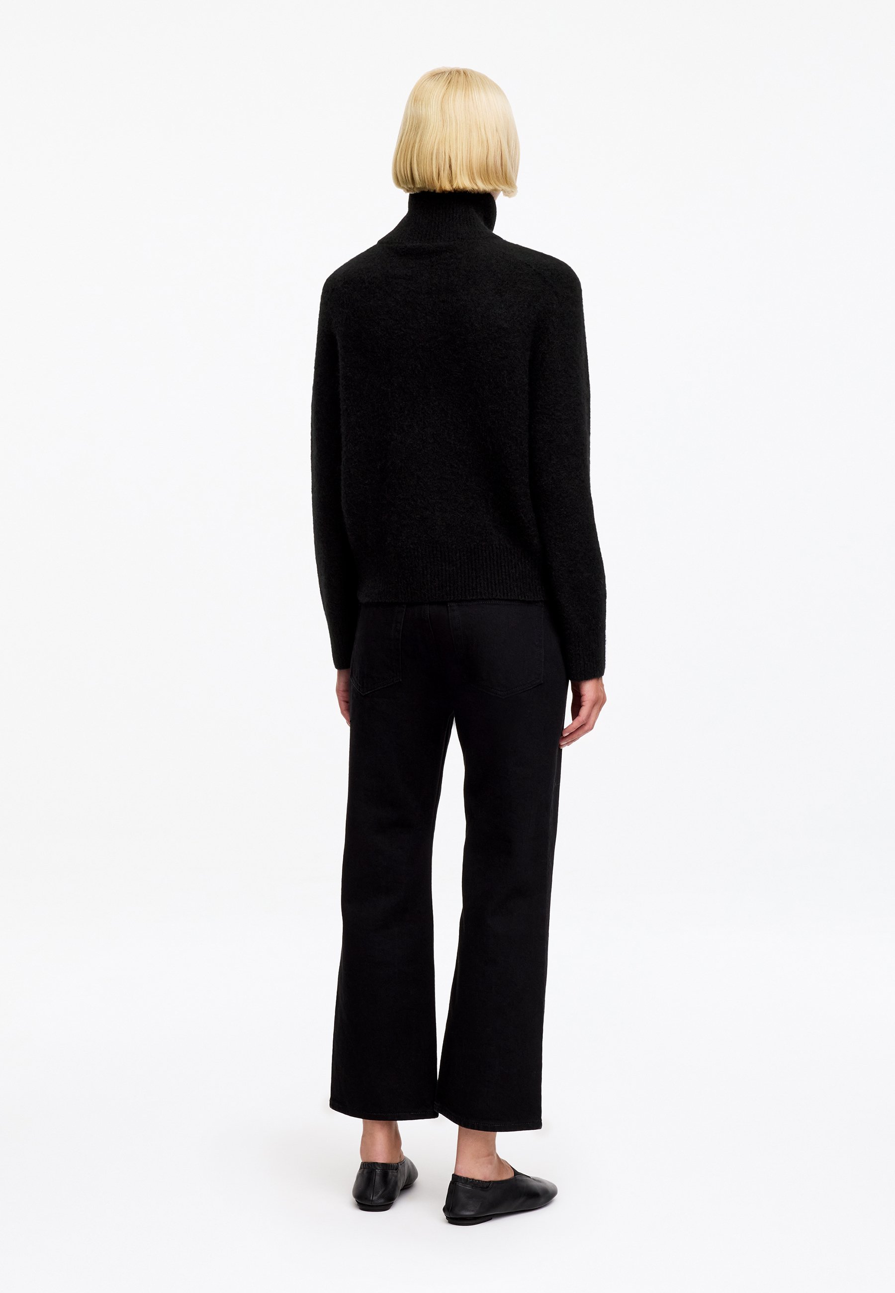 ARKET ALPACA-BLEND HALF-ZIP JUMPER - Džemperis - black/juoda