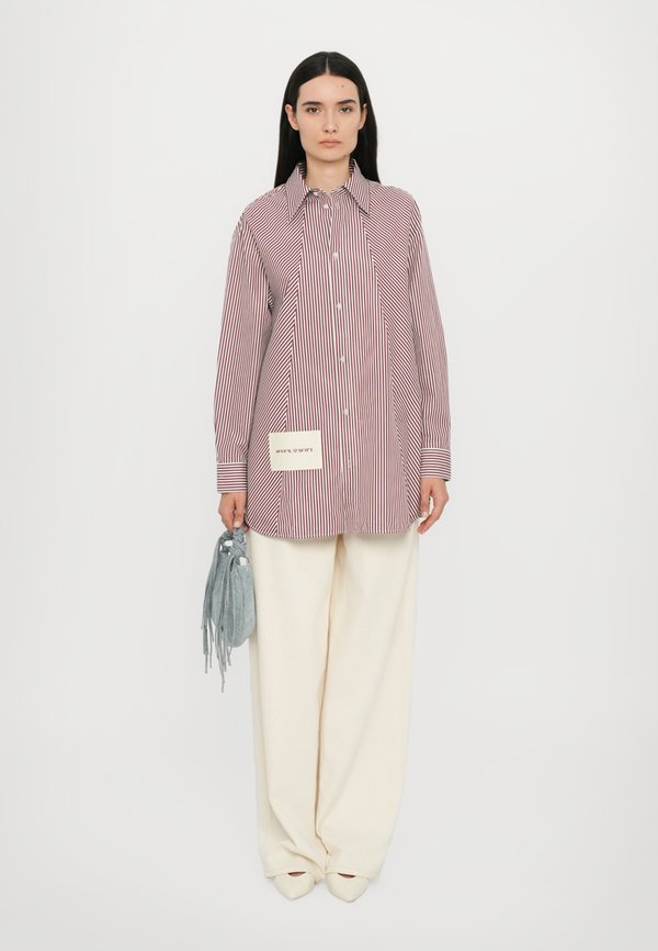 RIMINI - Button-down blouse - bordeaux klein streift4