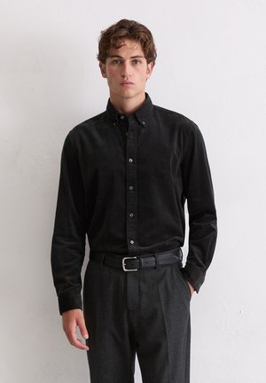 BUTTON DOWN COLLAR LONG SLEEVES ROUND HEM - Hemd - black