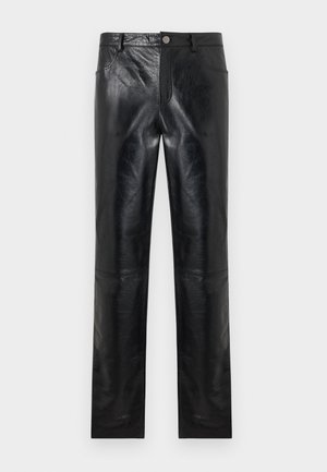 LANDON GLOSSED TROUSER - Kožené nohavice - black