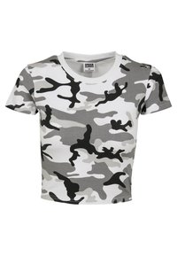 LADIES STRETCH JERSEY CROPPED TEE - T-shirts med print - white