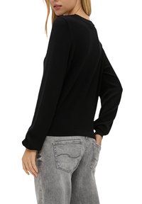 QS MIT DOBBY STRUKTUR - Strickpullover - schwarz
