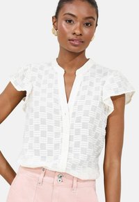REGULAR FIT - RUFFLE SLEEVE BURNOUT DETAIL  - Blouse - white