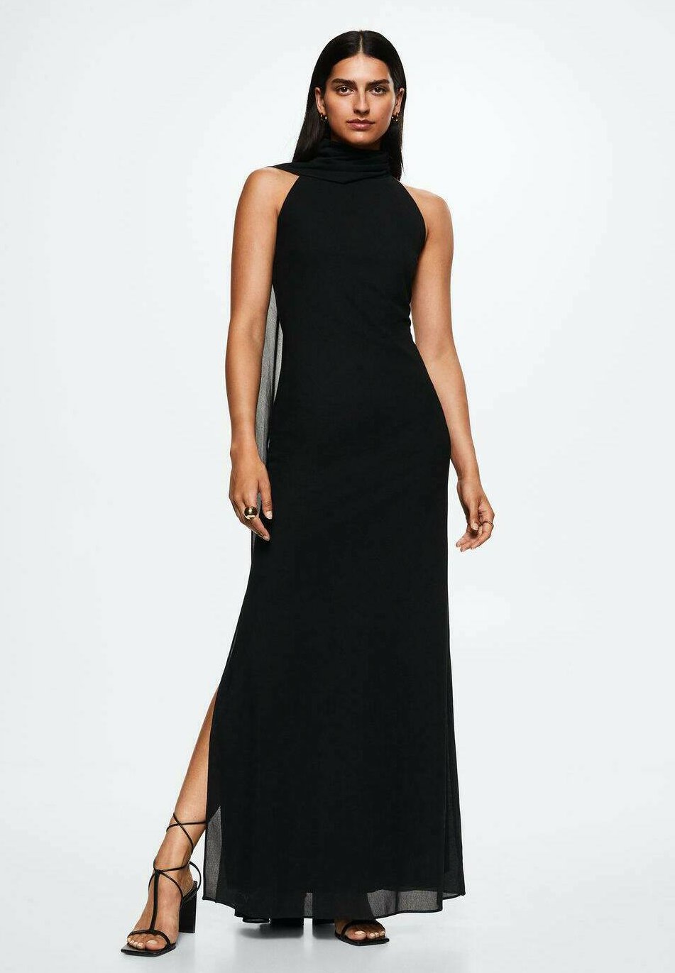 robe longue noire mango