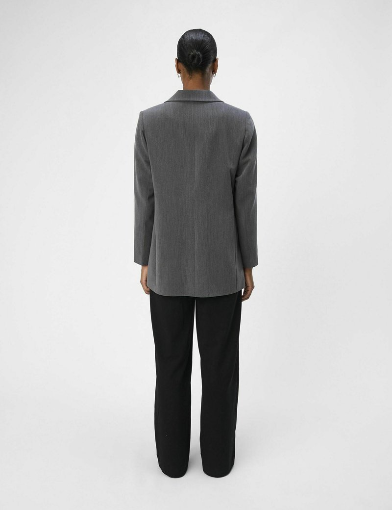 Blazer Femme OBJECT – Col à Revers, Manches Longues, Boutonnage – Noir & Rayures Grises – Taille 40 – Élégant Bureau & Sortie