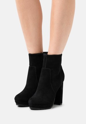 LEATHER - Botki na platformie - black