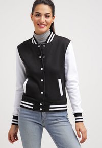 Urban Classics - LADIES 2-TONE COLLEGE SWEATJACKET - Geacă bomber - black/white Imagine miniatură 1