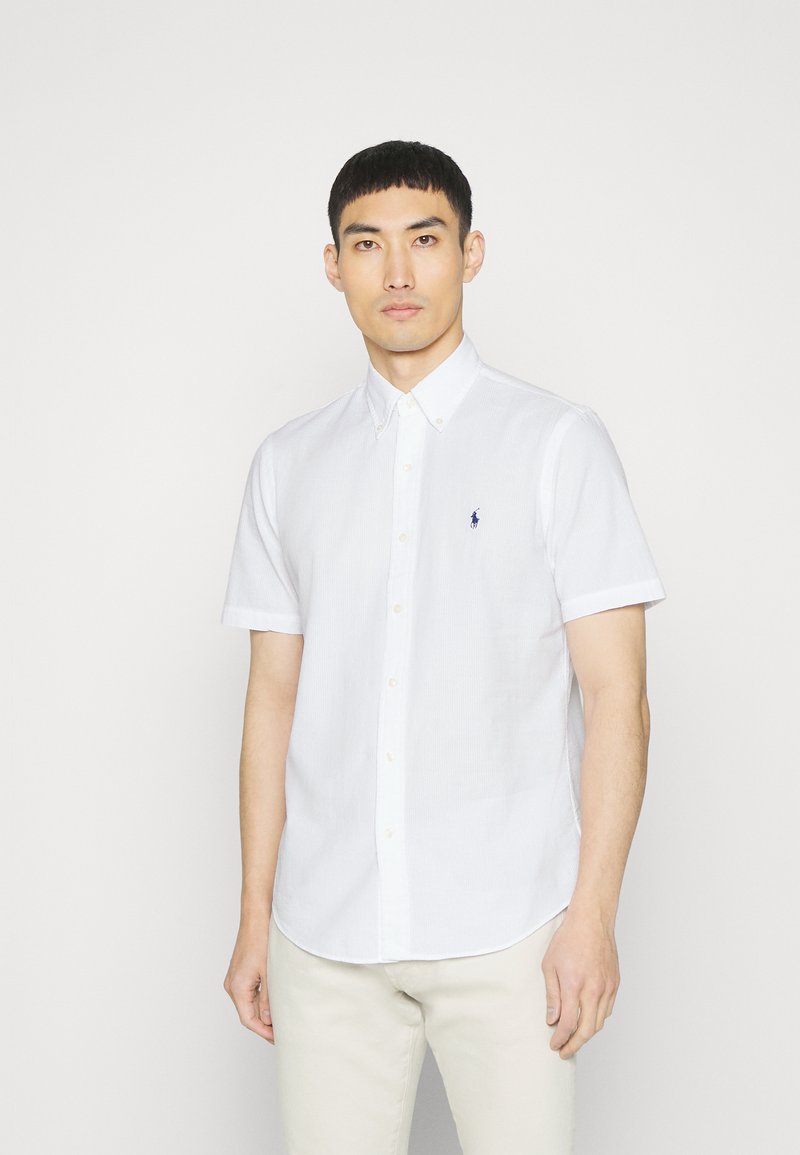 Ralph Lauren POLO by Ralph Lauren CUSTOM FIT short sleeve button down striped shirt men's M size cotton white type Vintage Second Hand main image 0
