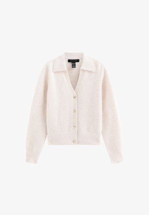New Look, COLLARED V-NECK KNITTED CARDIGAN - Cardigan - cream