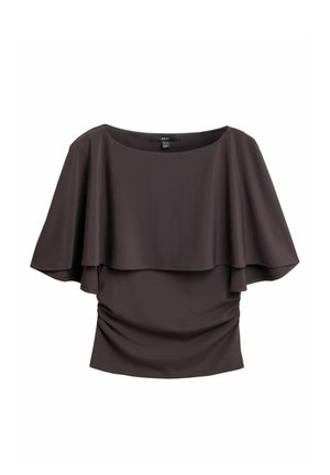 Next, REGULAR FIT - SHORT SLEEVE CAPE TOP . - Blouse - chocolate brown