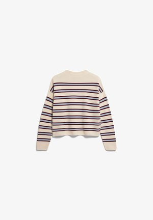 ARMEDANGELS, MERINAA STRIPED - Strickpullover - oatmilk-velvet red-soft blue