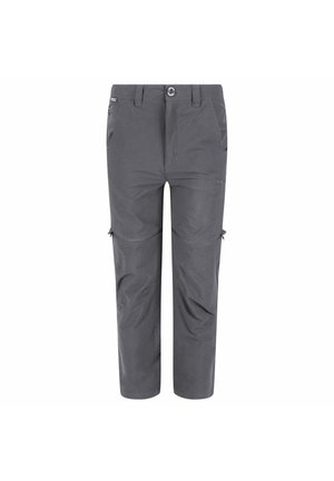 Grijze, lichte, afritsbare convertible broek met zakken en verstelbare hems. Gemaakt van duurzame, ademende stof. Wasmachinebestendig.