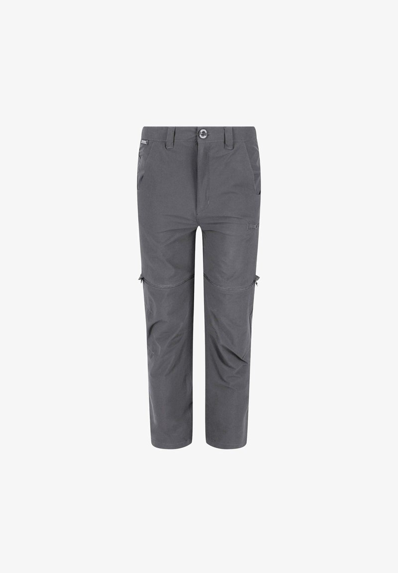 Pantalons convertibles zippés légers et gris avec poches et ourlets ajustables. Fabriqués à partir d'un tissu durable et respirant. Lavable en machine.