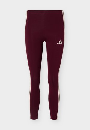 adidas Sportswear, ESSENTIALS 3 STRIPES - Leggings - maroon/ivory