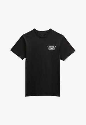 Camiseta negra de manga corta Vans con pequeño logo blanco de Vans en el pecho izquierdo y cuello redondo.