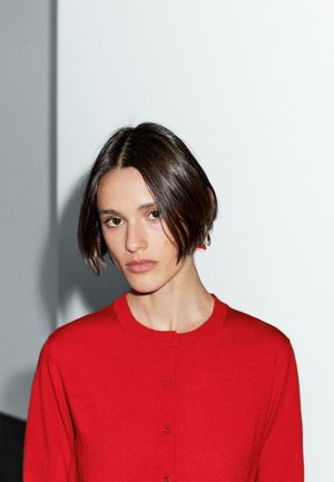 WITH CREW NECK - Cardigan - red